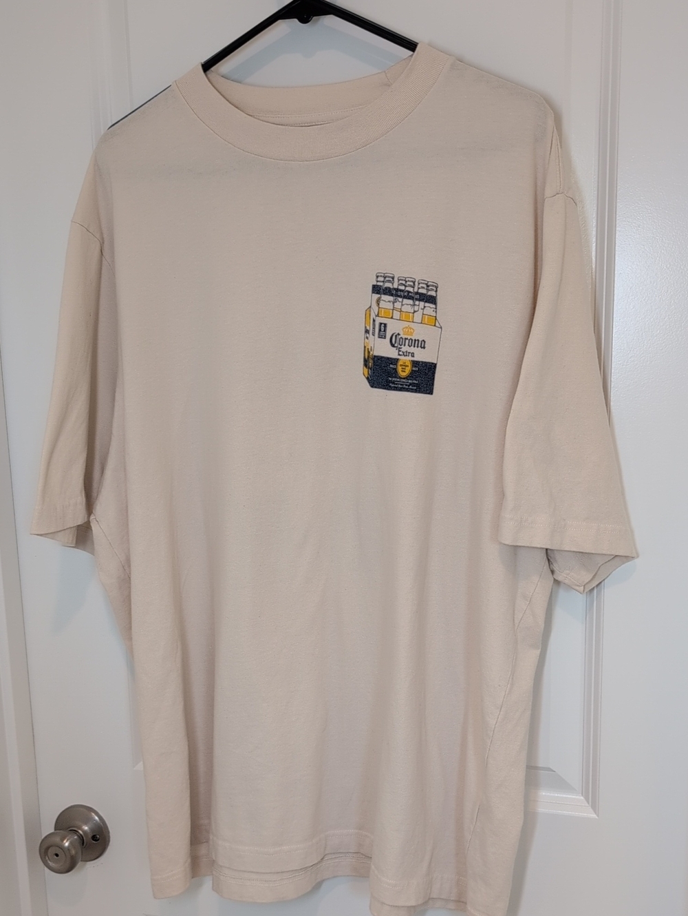 Abercrombie & Fitch Cream Short Sleeve Tee with Corona Pack Graphic